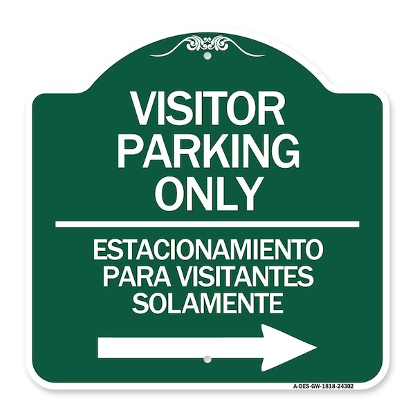 Bilingual Reserved Parking Visitor Parking Only Estacionamiento Para Visitantes, A-DES-GW-1818-24302